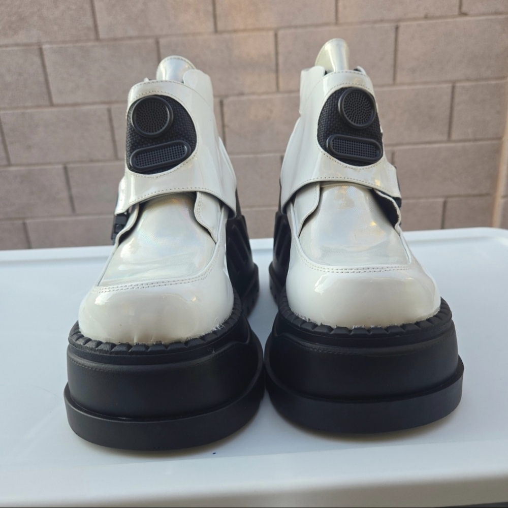 Demonia Stomp-15 White Patent Platform Boots - image 5